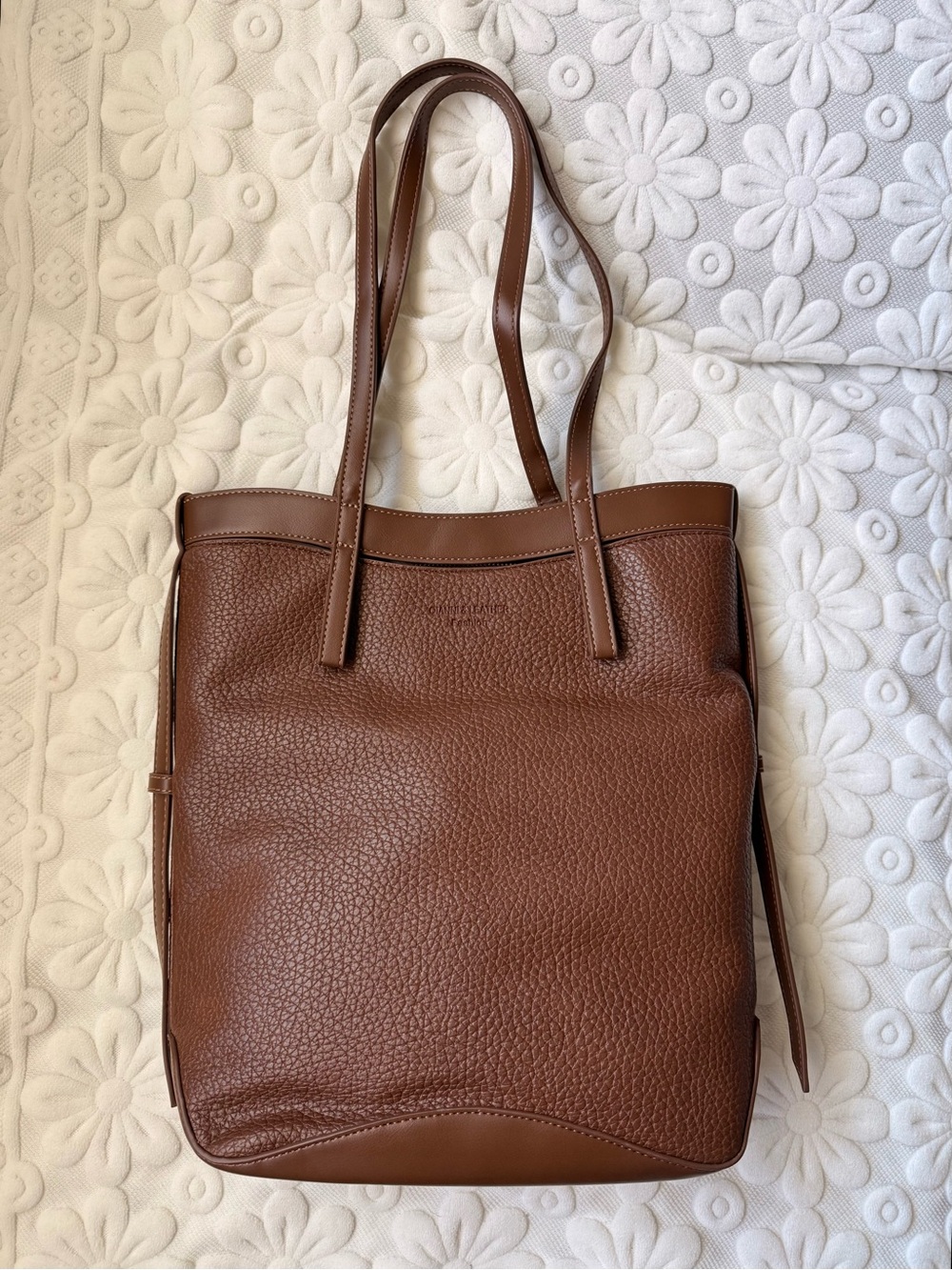 Leather Brown Tote Bag Shoulder Crossbody Vertical Shopper